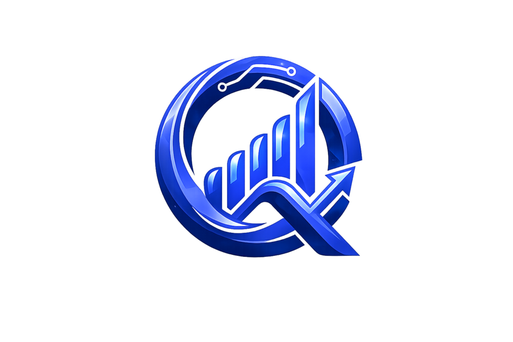 Quantum Fundex™ official logo featuring a blue 3D financial growth chart and "Q" icon for institutional crypto trading.