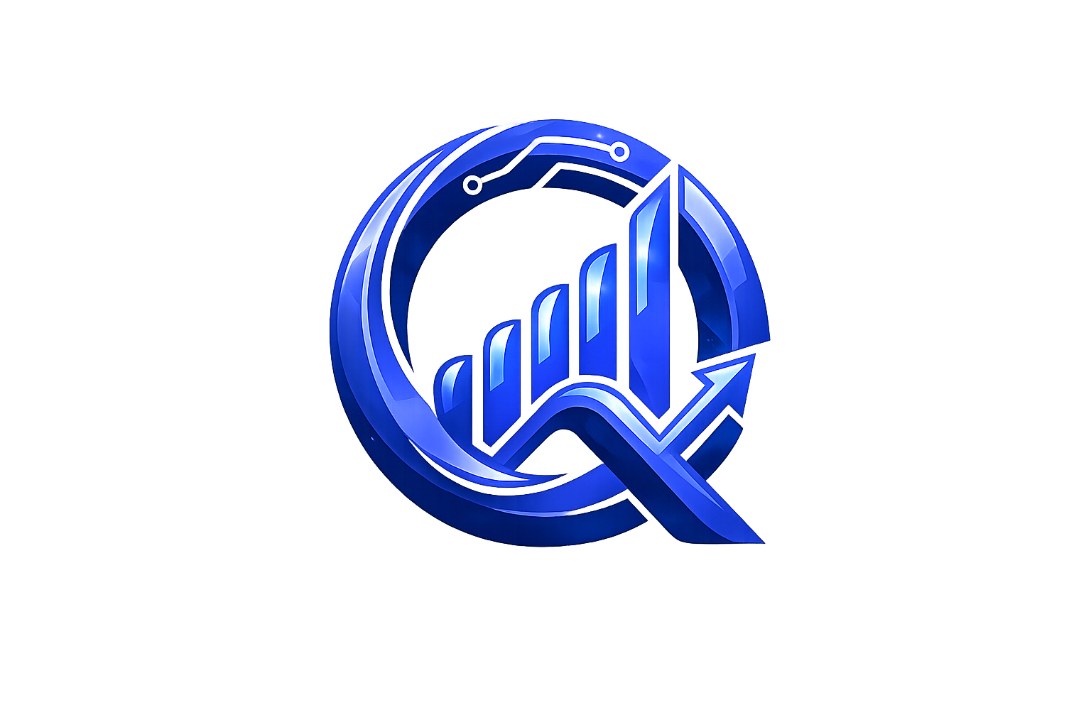 Quantum Fundex™ official logo featuring a blue 3D financial growth chart and "Q" icon for institutional crypto trading.